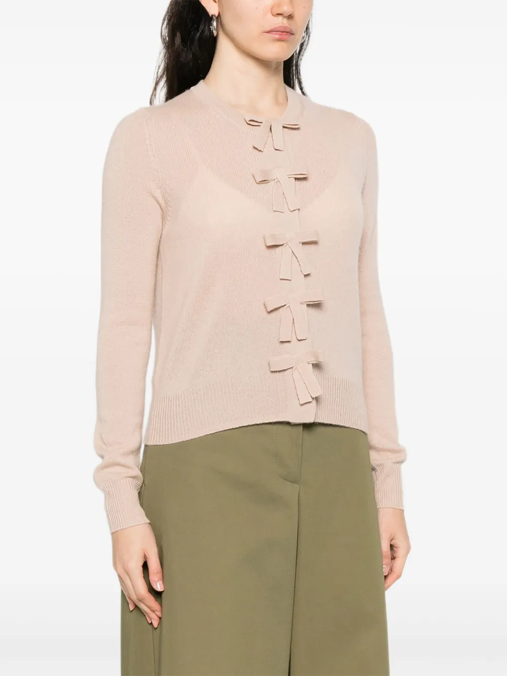 Allude Kasjmier vest met strikdetail Beige