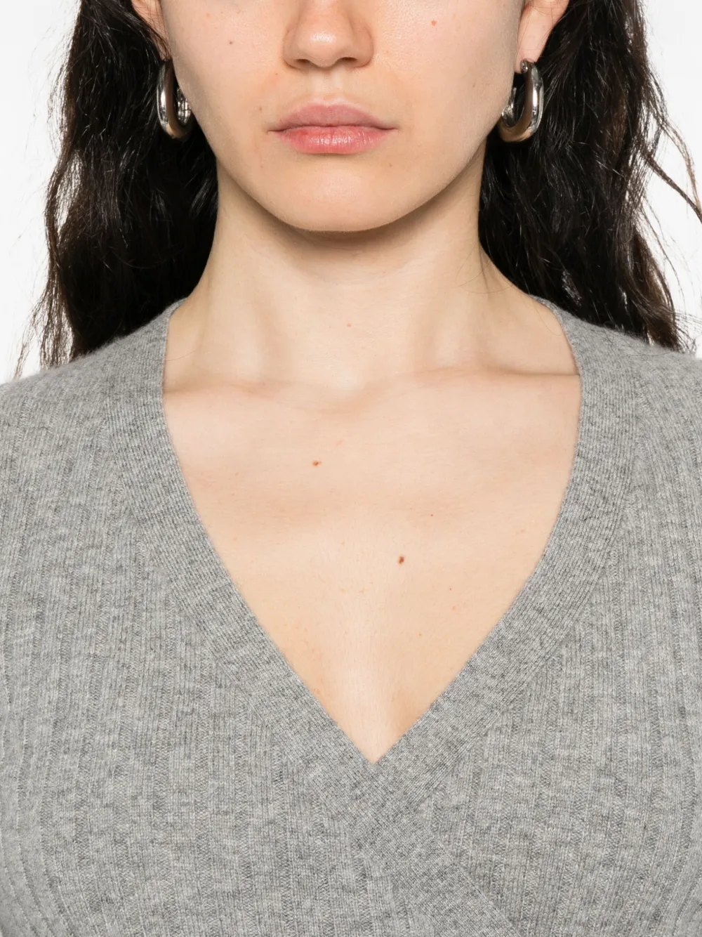 Allude Geribbeld vest met strik Grijs