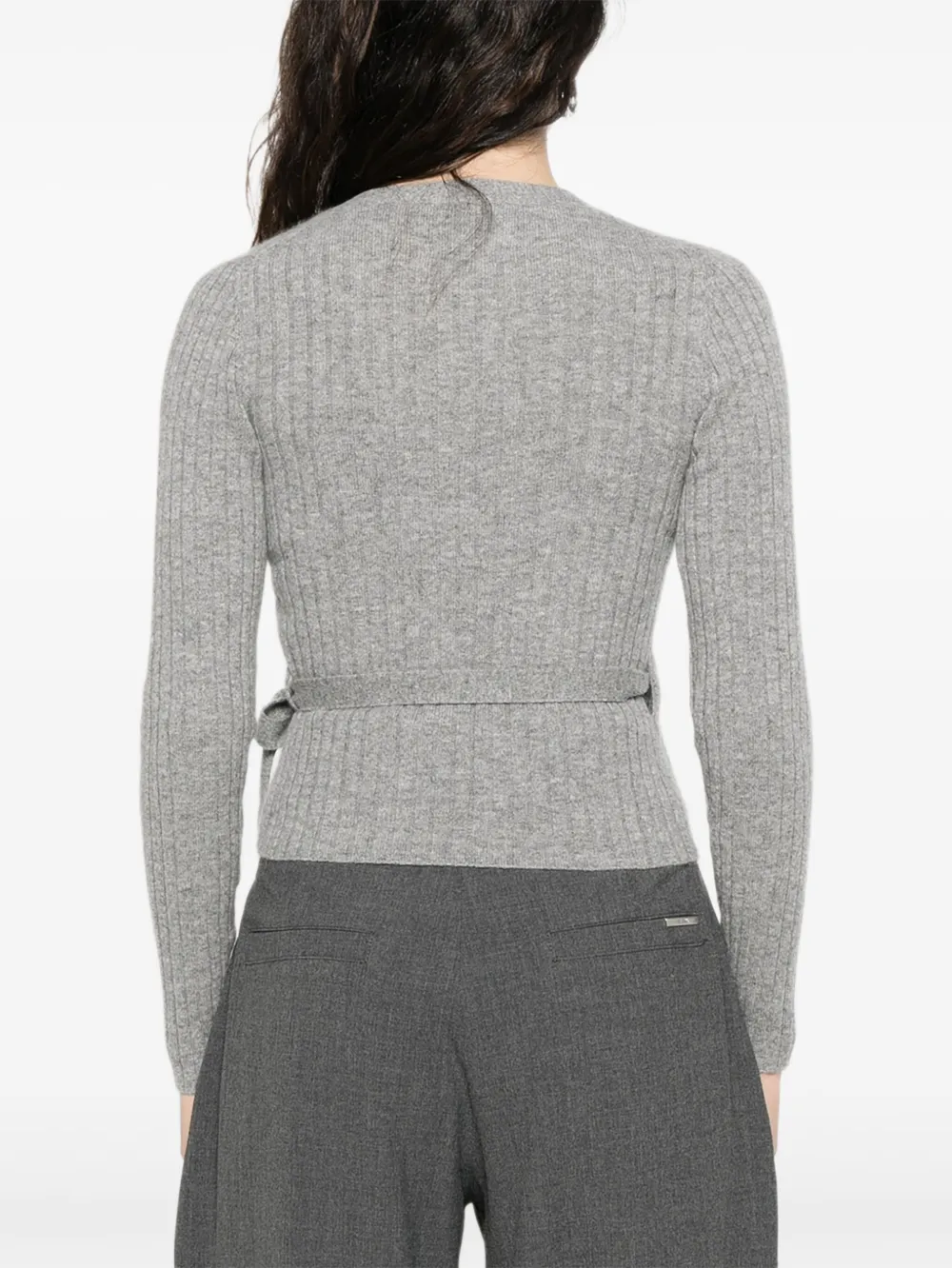 Allude Geribbeld vest met strik Grijs