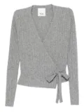 Allude ribbed self-tie cardigan - Grey