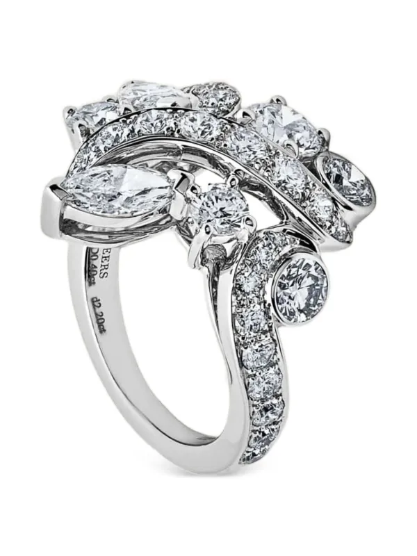 DE BEERS Bague Adonis Rose En Or Blanc 18ct à Diamants Argent