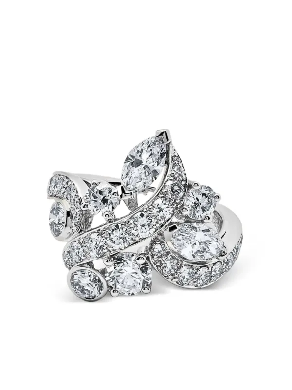 DE BEERS Bague Adonis Rose En Or Blanc 18ct à Diamants Argent