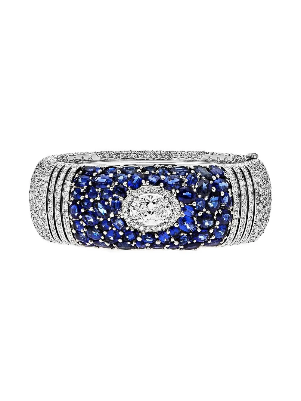 18K white gold sapphire and diamond bangle bracelet