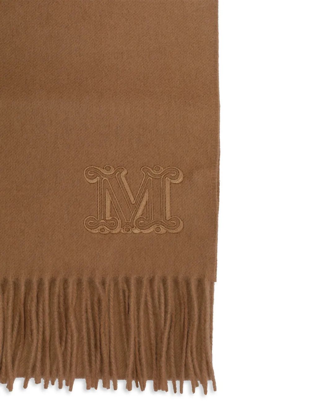 Max Mara embroidered-logo fringe scarf - Bruin