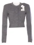 Self-Portrait crochet-flower button cardigan - Grey