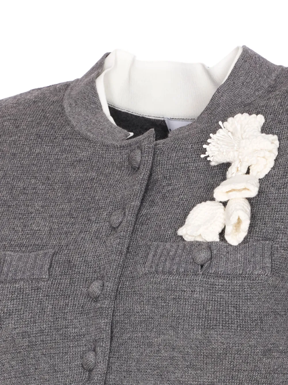 Self-Portrait crochet-flower button cardigan Grijs