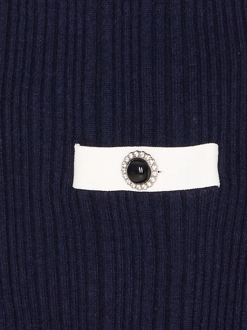 Self-Portrait jewel-button ribbed knit dress Blauw