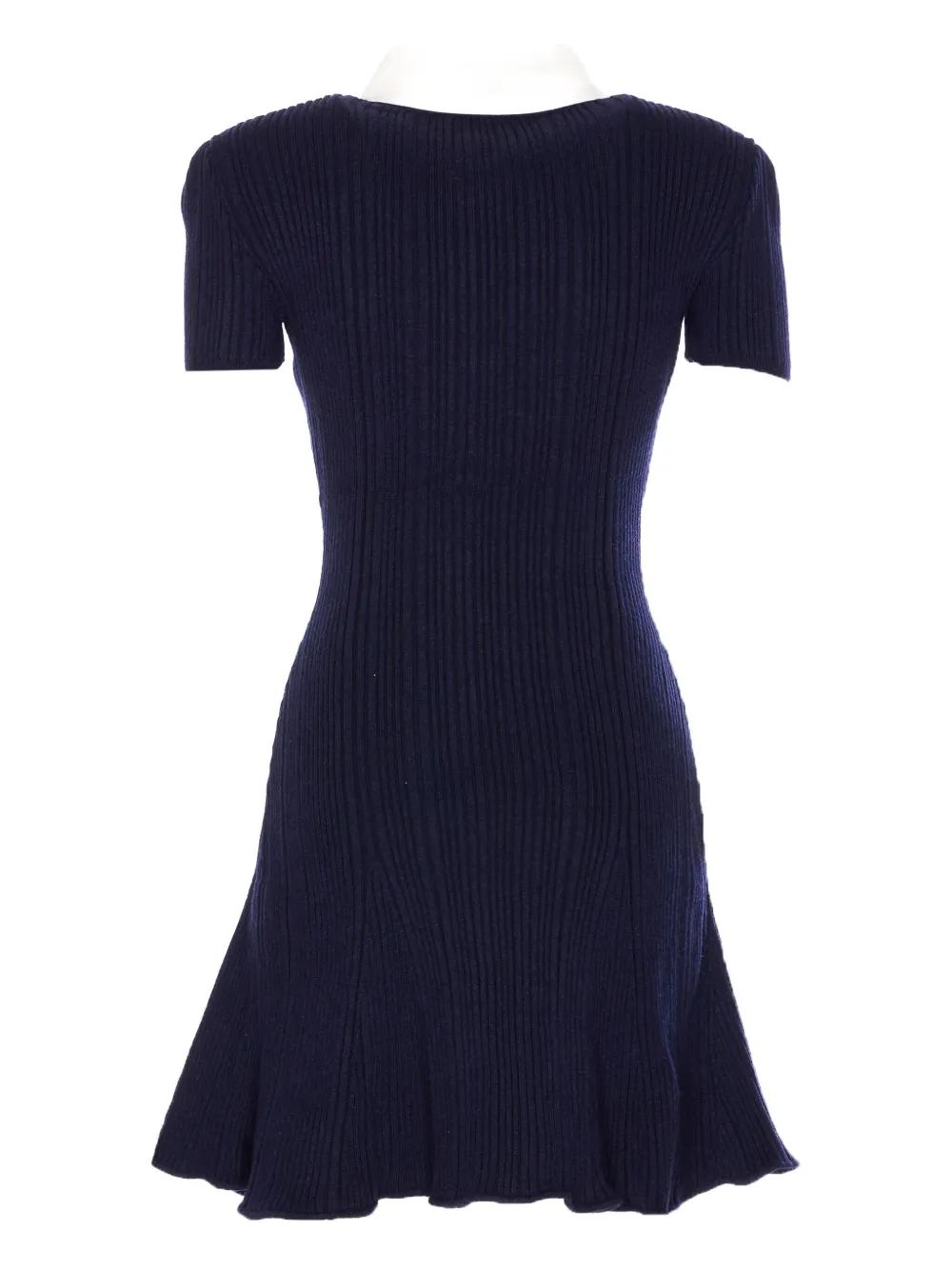 Self-Portrait jewel-button ribbed knit dress Blauw