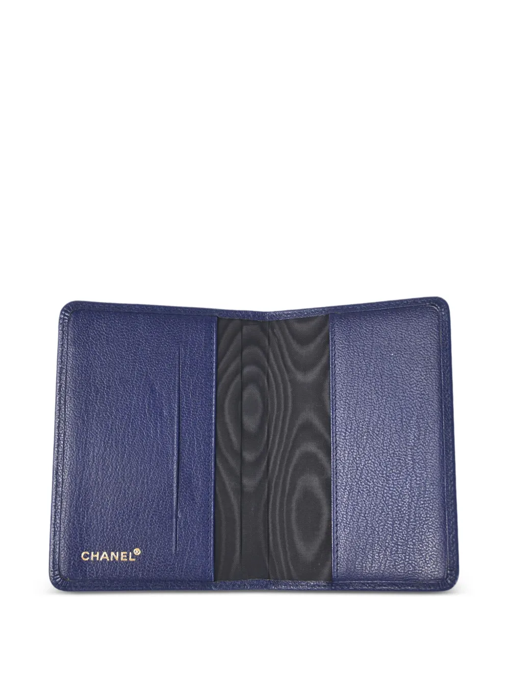 Pre-owned Chanel 2000 Leather Passport Case In Blue