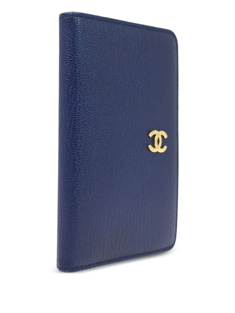 Pre-owned Chanel 2000 Leather Passport Case In Blue