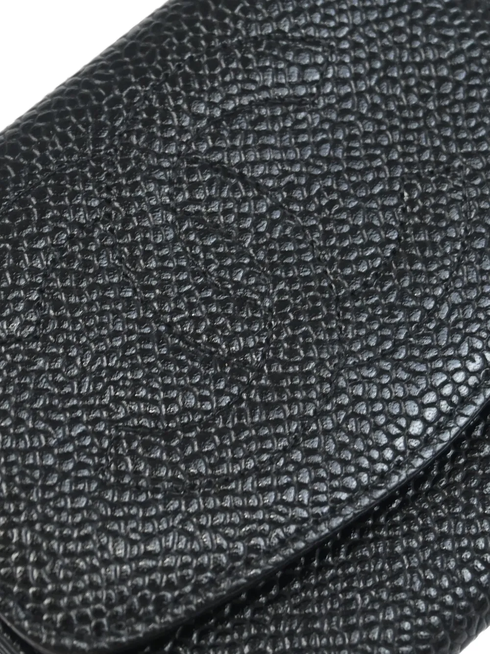Pre-owned Chanel 1997 Leather Coin Purse In Black