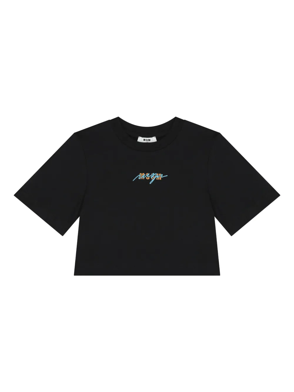 MSGM Kids logo-detail cropped T-shirt | Black | Image 1