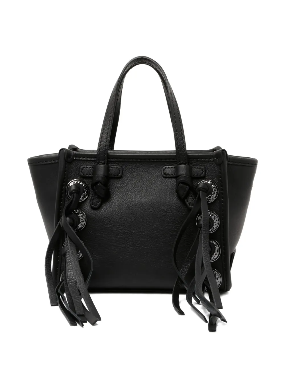MARCELLA CLUB Leren shopper verfraaid met kwastjes - Zwart
