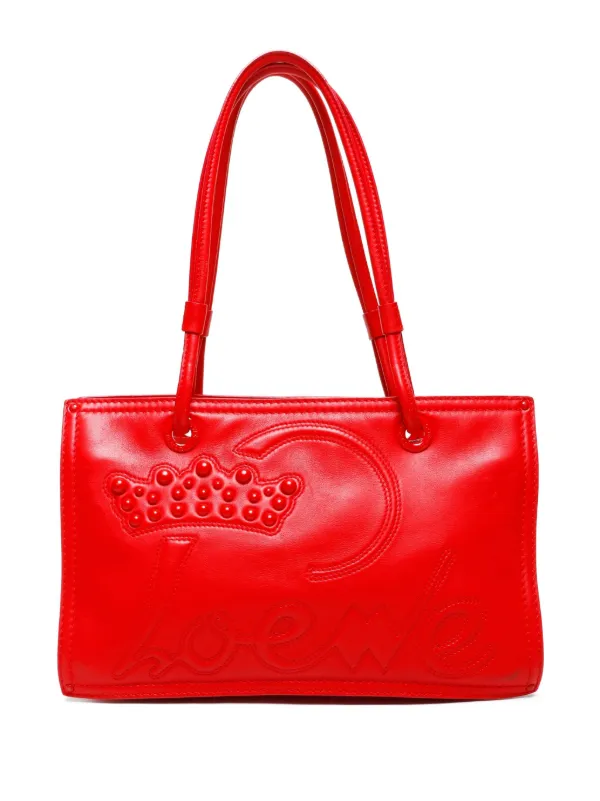 【VINTAGE】LOEWE ロゴ エンボス ショルダーバッグ Loewe Pre-Owned 1990s ロゴエンボス ショルダーバッグ | レッド