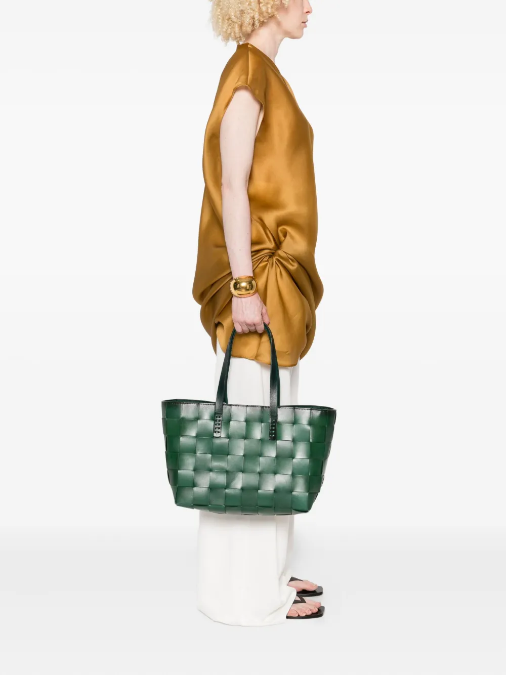 DRAGON DIFFUSION woven leather tote bag Groen
