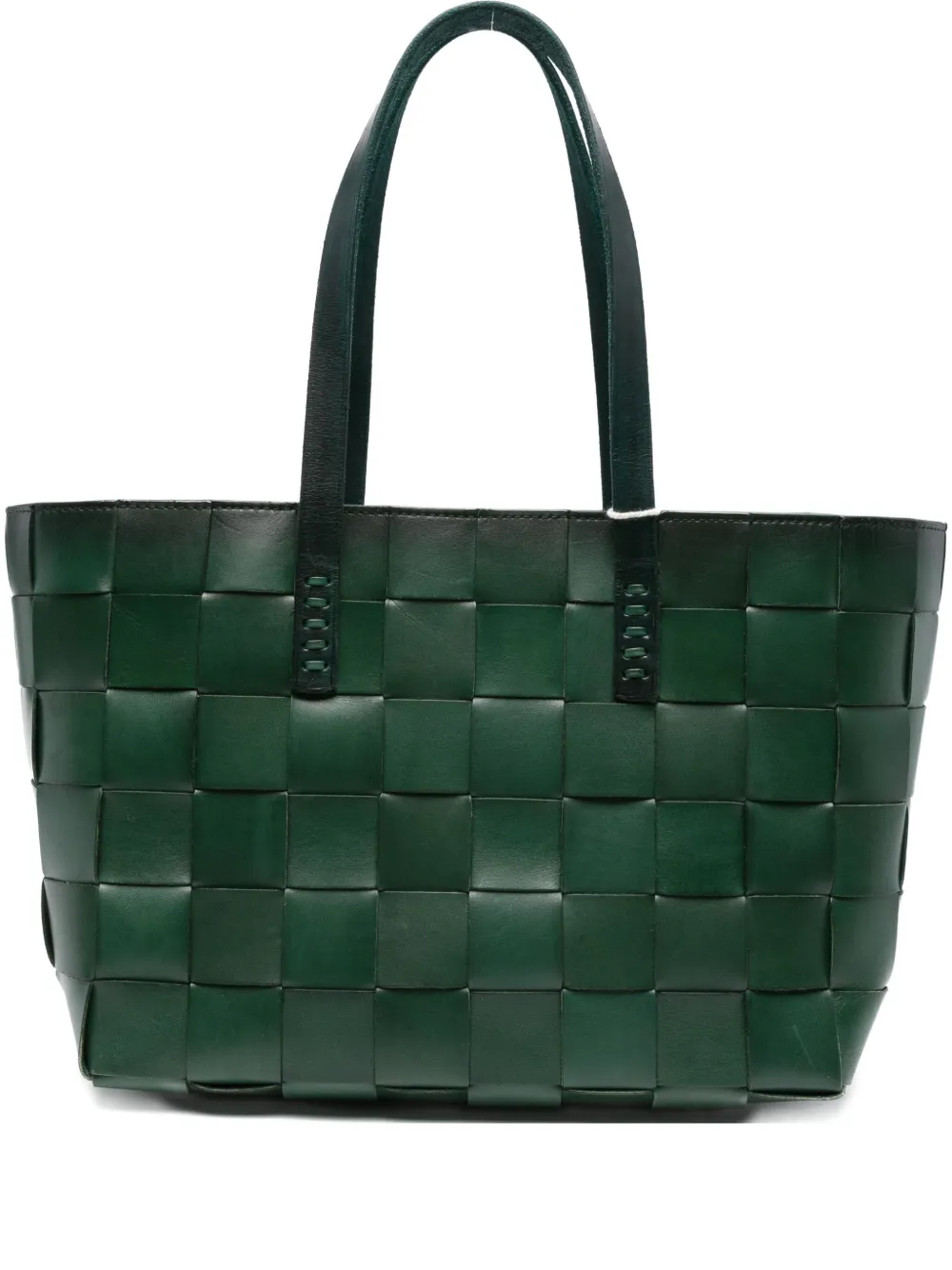 Dragon Diffusion Woven Leather Tote Bag In Green