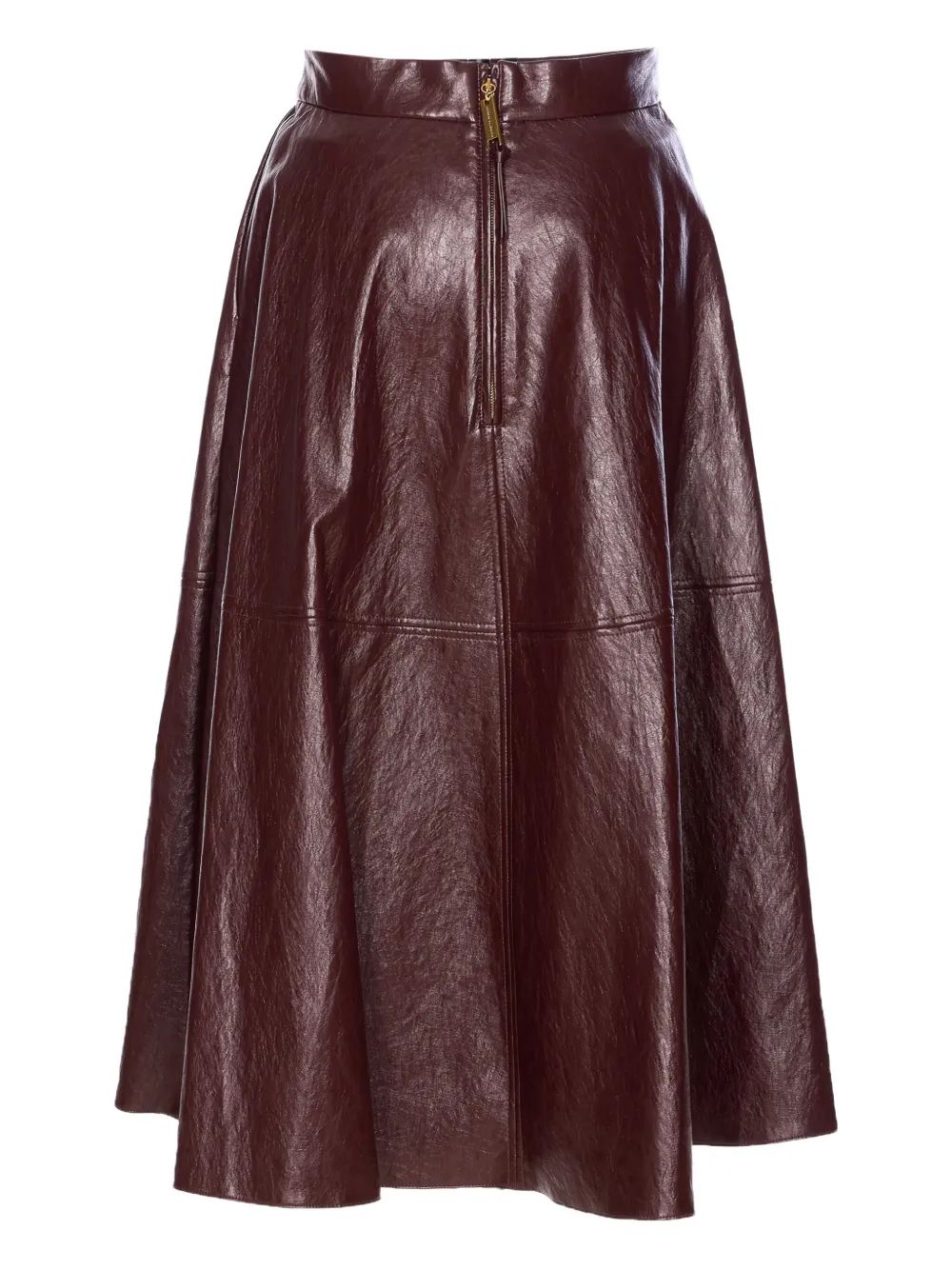 Elisabetta Franchi Crackled plaque-logo leather-effect midi skirt Rood