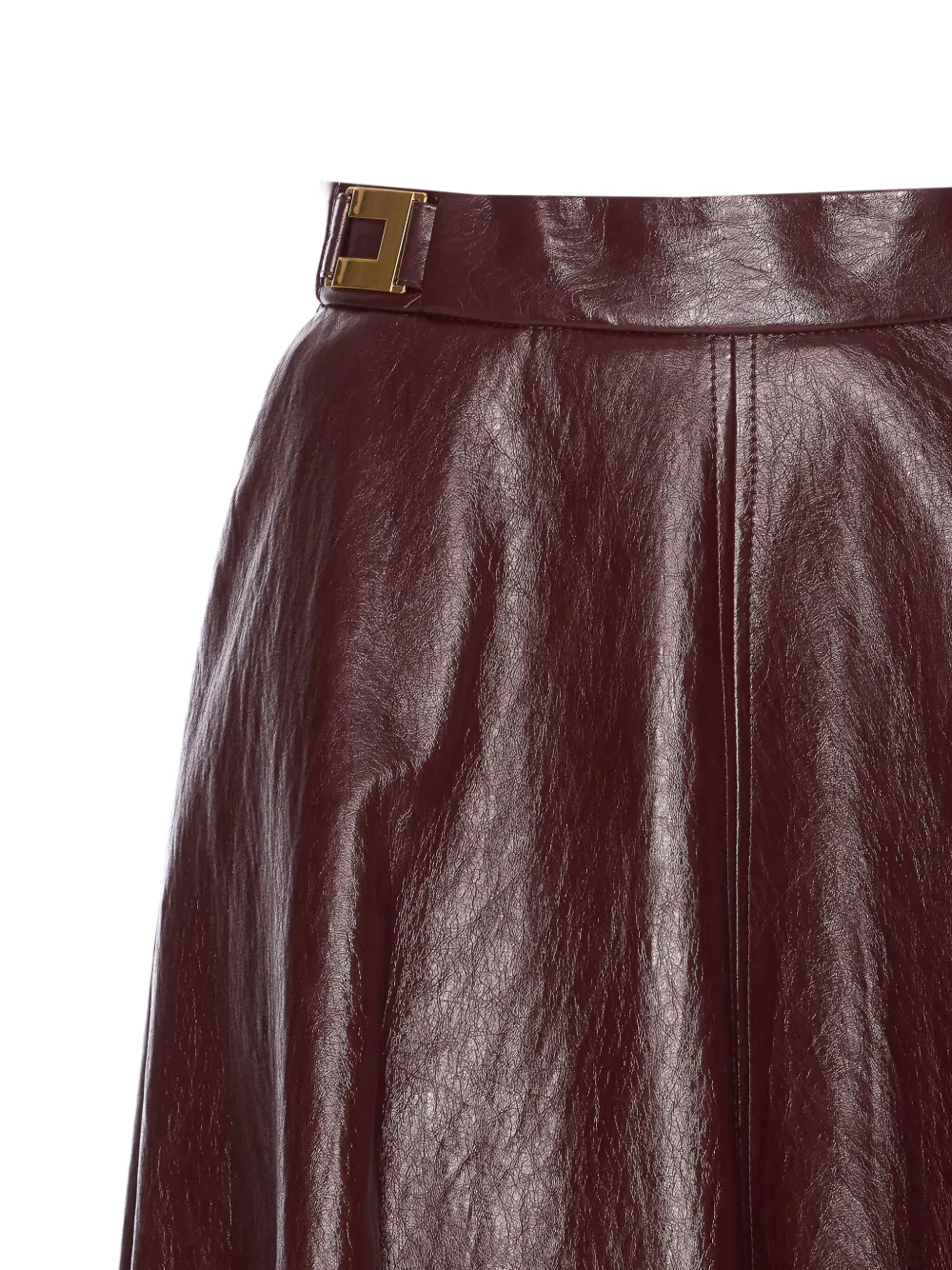 Elisabetta Franchi Crackled plaque-logo leather-effect midi skirt Rood