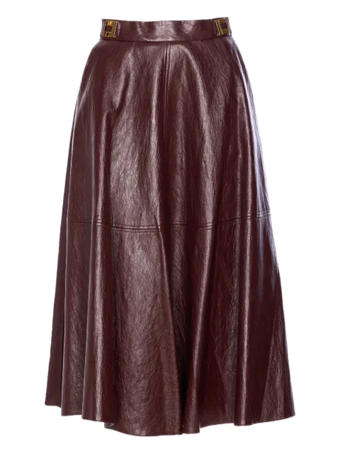 Elisabetta Franchi Crackled plaque-logo leather-effect midi skirt