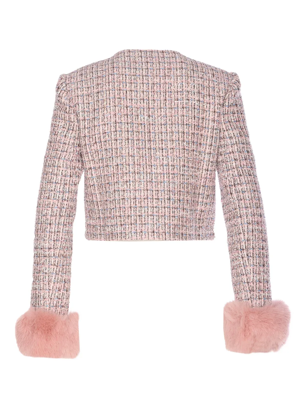 Self-portrait Crystal-embellished Tweed Jacket In Pink