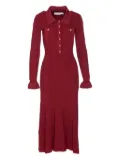 Self-Portrait ribbed button-front dress - Red
