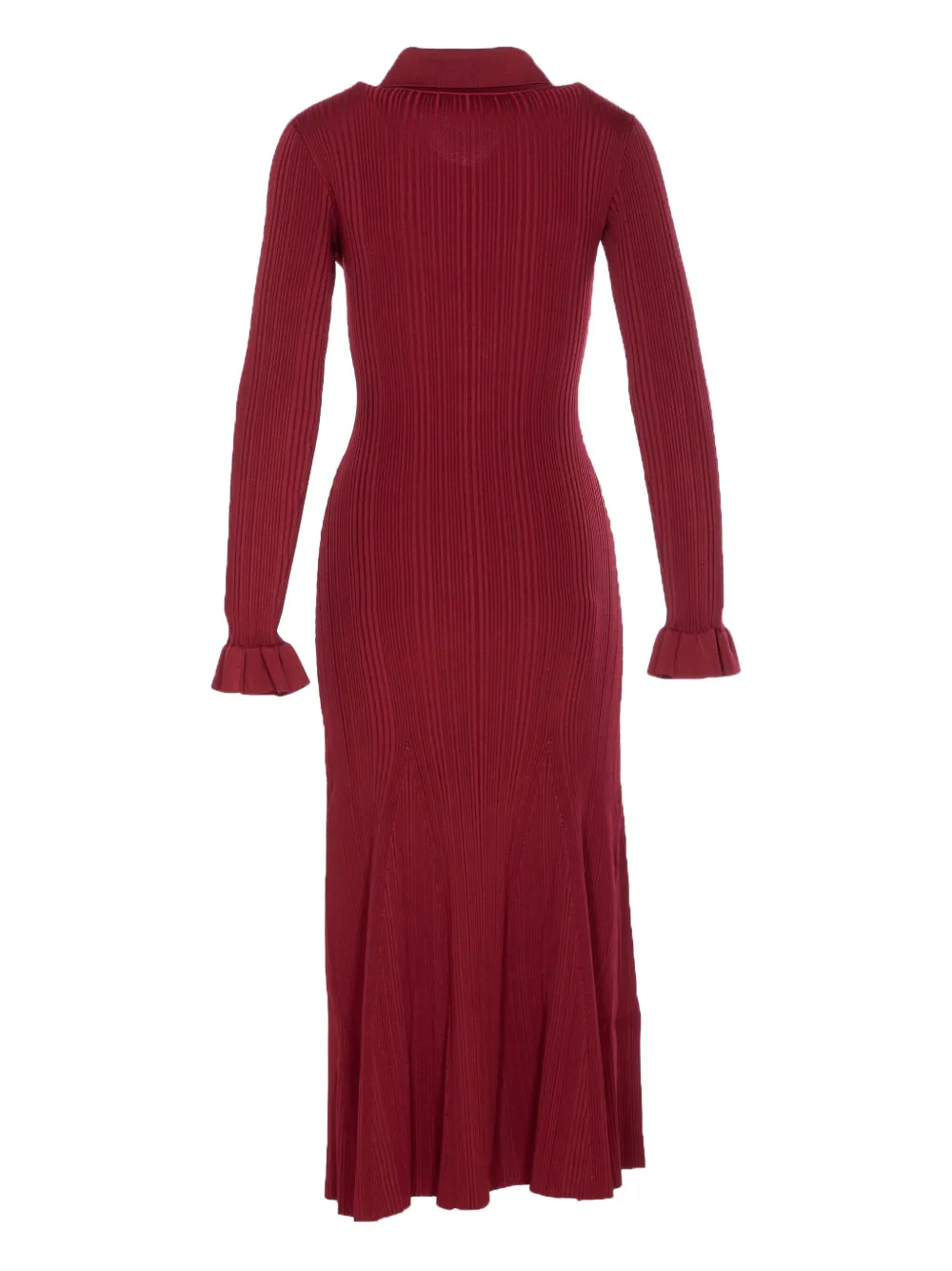 Self-Portrait ribbed button-front dress Rood