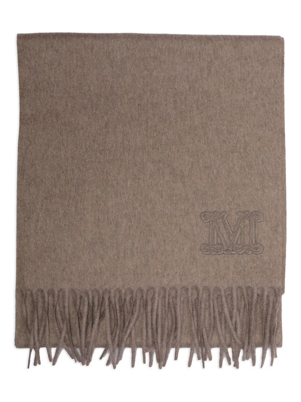 embroidered-logo fringe scarf