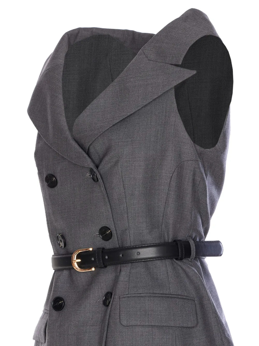 Self-Portrait double-breasted belted dress Grijs