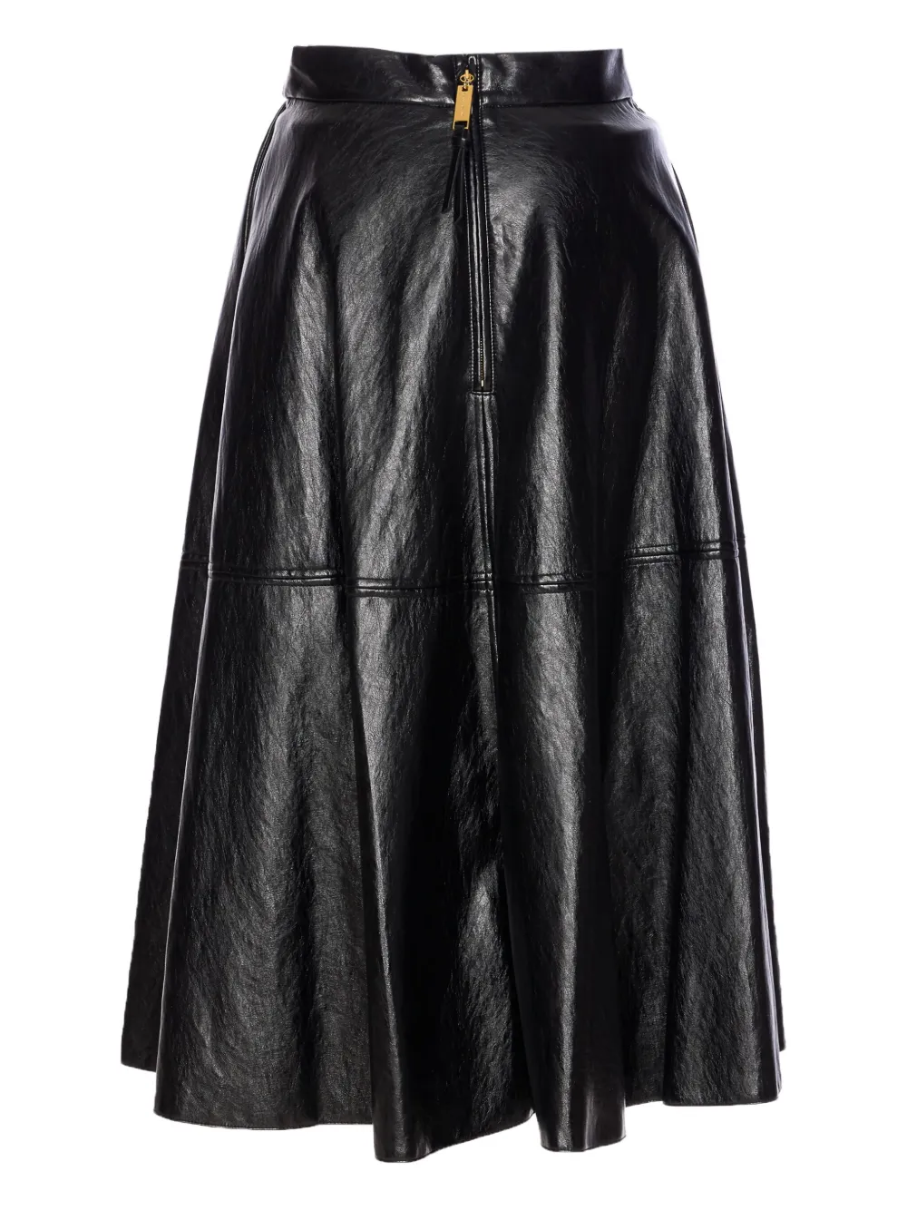 Elisabetta Franchi Crackled plaque-logo leather-effect midi skirt Zwart
