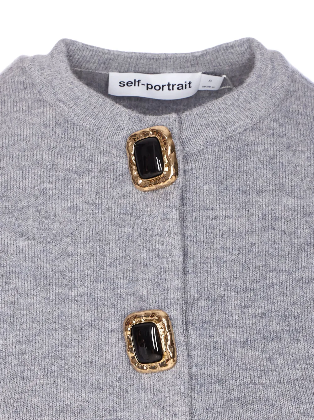 Self-Portrait Wollen vest met sierknopen Grijs