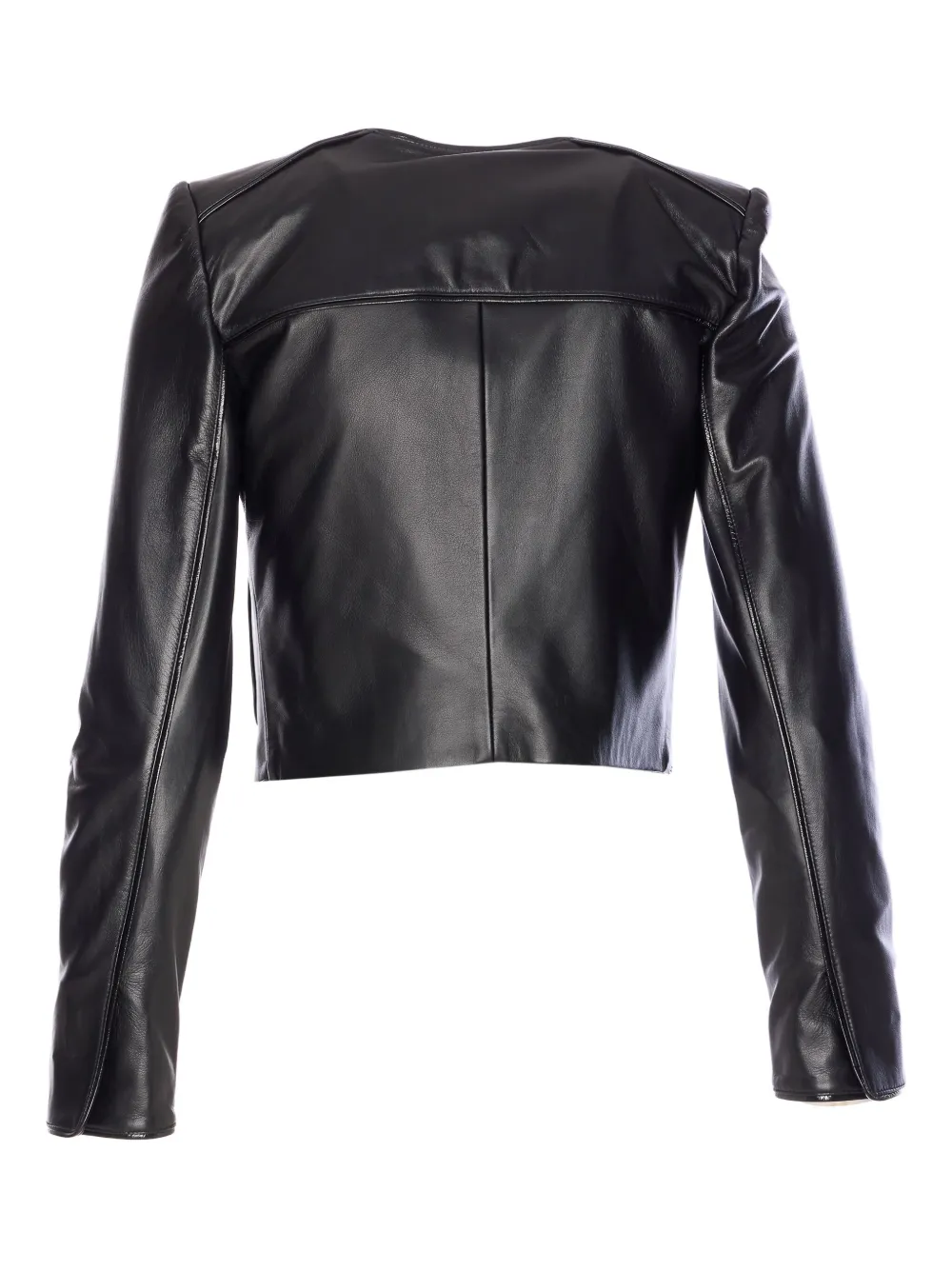 Elisabetta Franchi Leren jack met haaksluiting Zwart