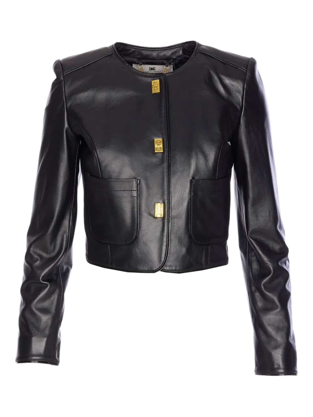 Elisabetta Franchi hook-fastening leather jacket Zwart
