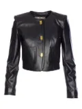 Elisabetta Franchi hook-fastening leather jacket - Black