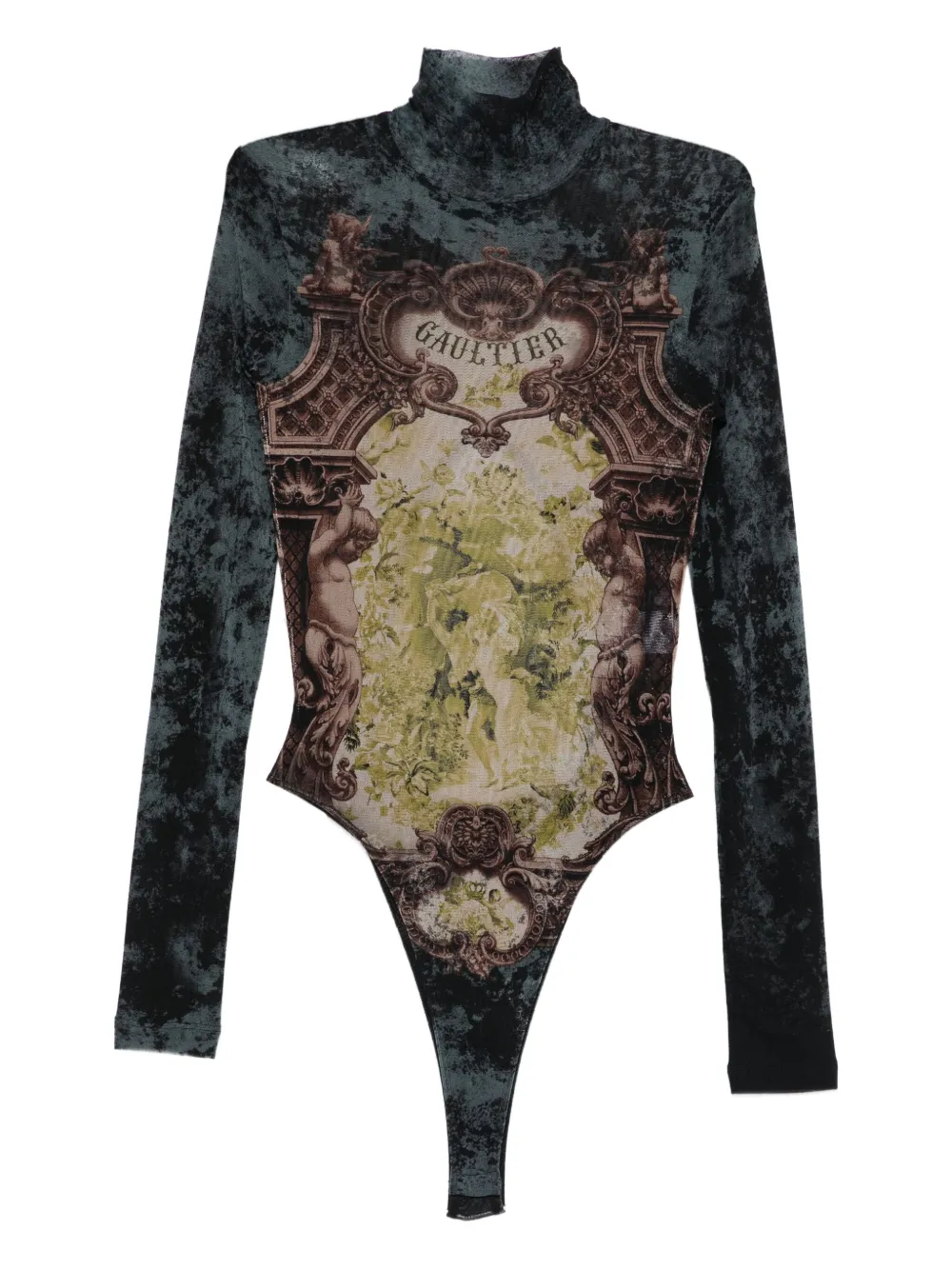 Jean Paul Gaultier high-neck print bodysuit | Blue | Image 1