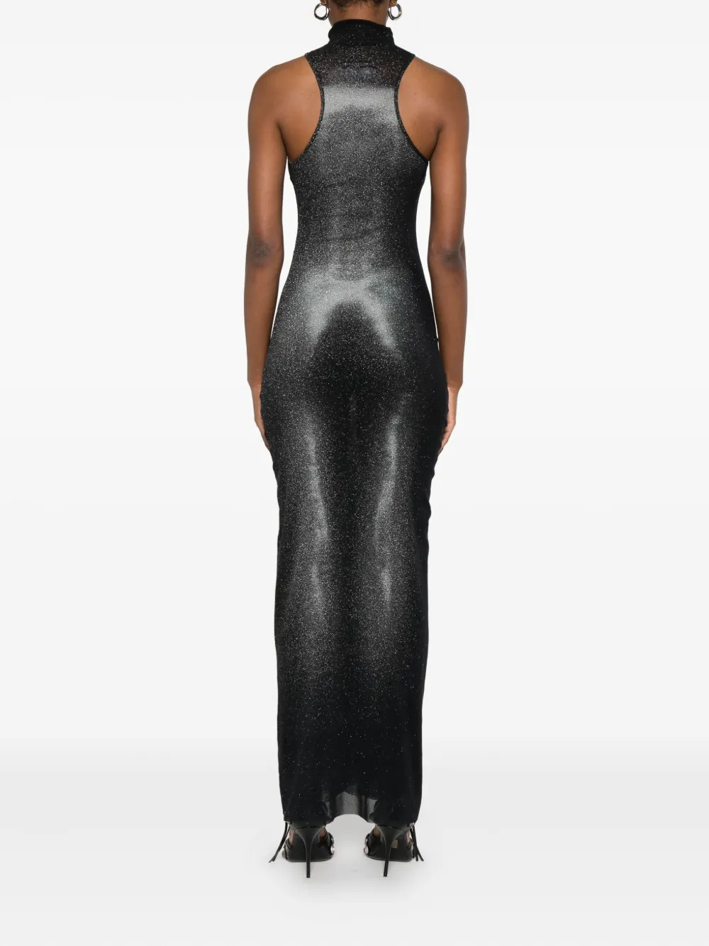 Jean Paul Gaultier Asymetric Collar Long Dress Woman Black And Silver In Black