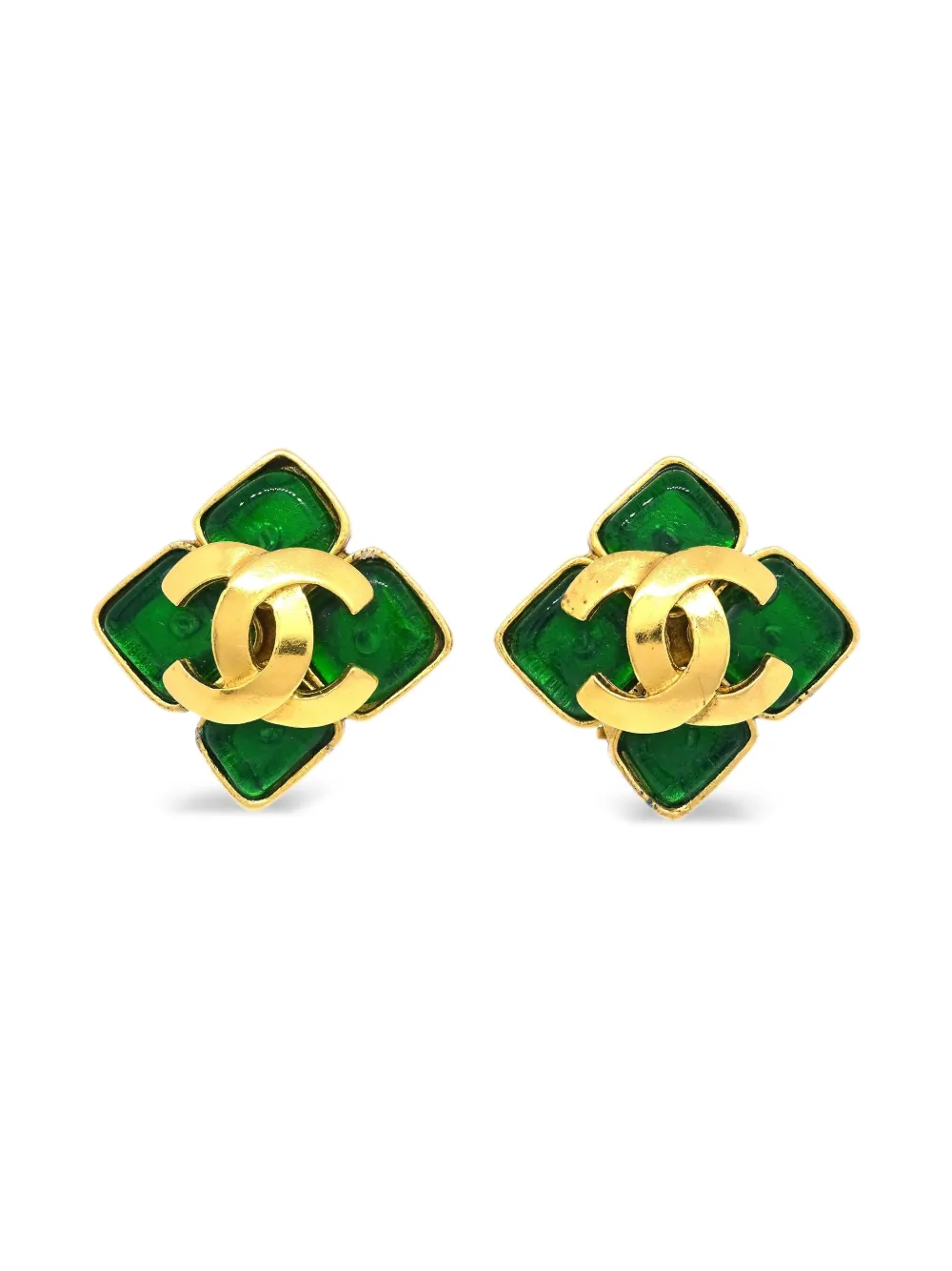 CHANEL Pre-Owned 1995 グリポア ランバス ピアス - ゴールドトーン CHANEL Pre-Owned 1995 グリポア ランバス ピアス - ゴールドトーン
