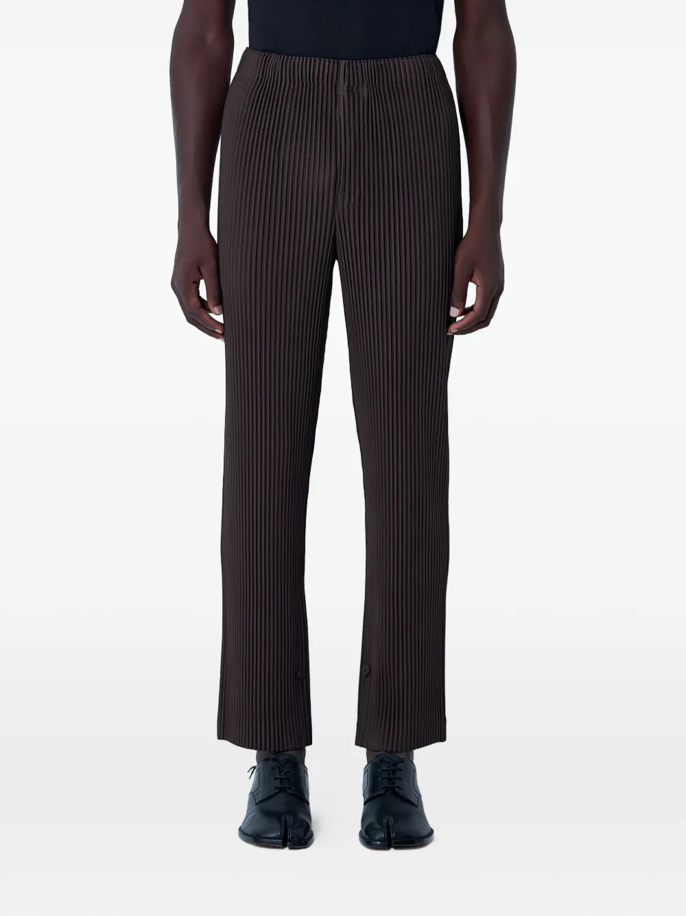 Homme Plissé Issey Miyake pleated elasticated-waist straight-leg trousers - Marrone