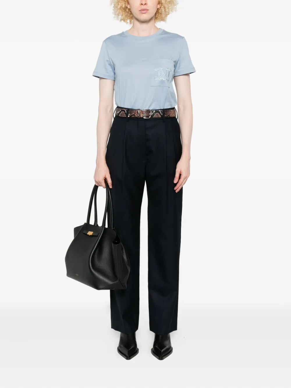 Max Mara embroidered pocket T-shirt Blauw