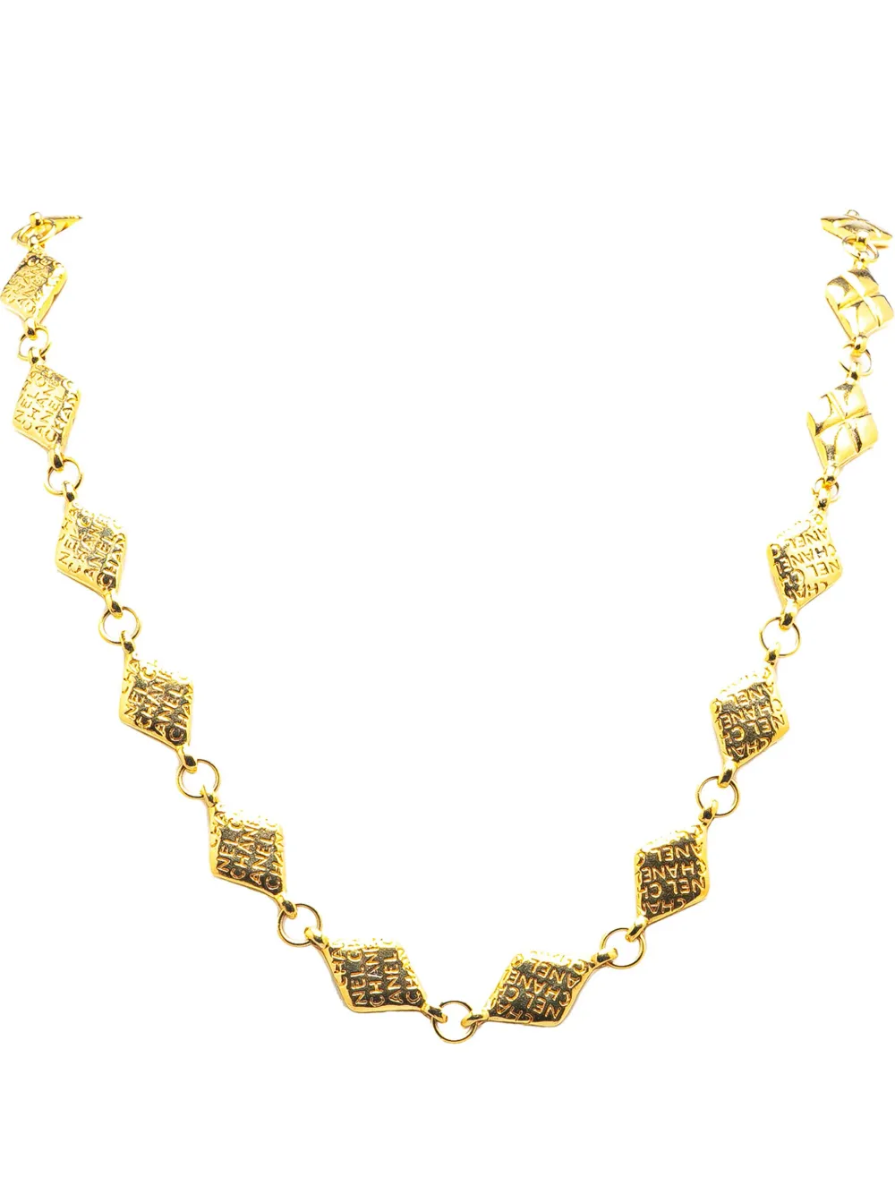 CHANEL Pre-Owned 1982 Gold Plated Logo Chain Necklace costume necklace CHANEL Pre-Owned 1982 Gold Plated Logo Chain Necklace costume necklace