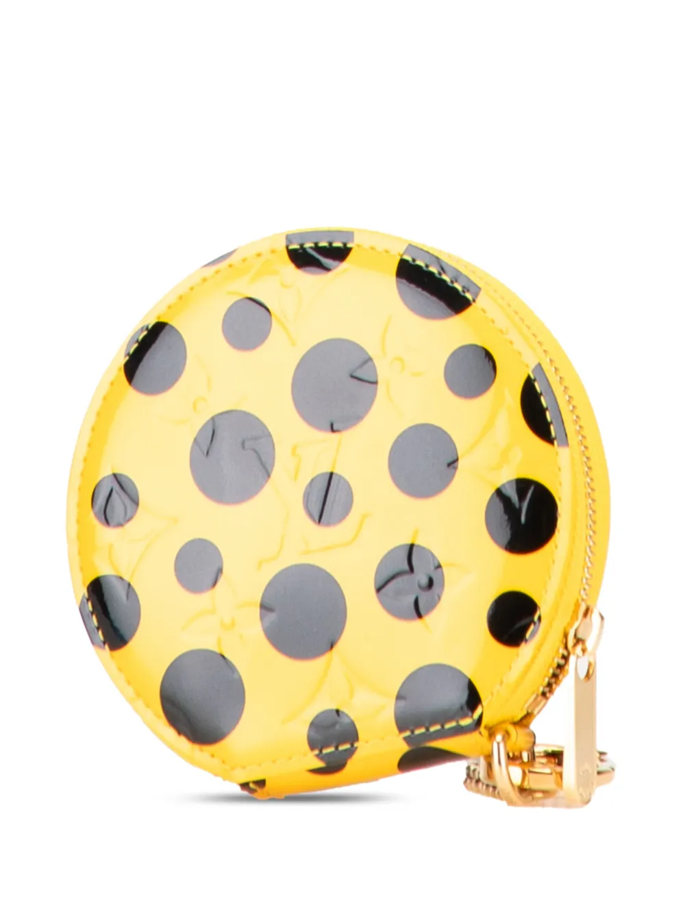 Pre-owned Louis Vuitton 2000-2025 Monogram Vernis Kusama Infinity Dots Chapeau Purse Coin Pouch In Yellow