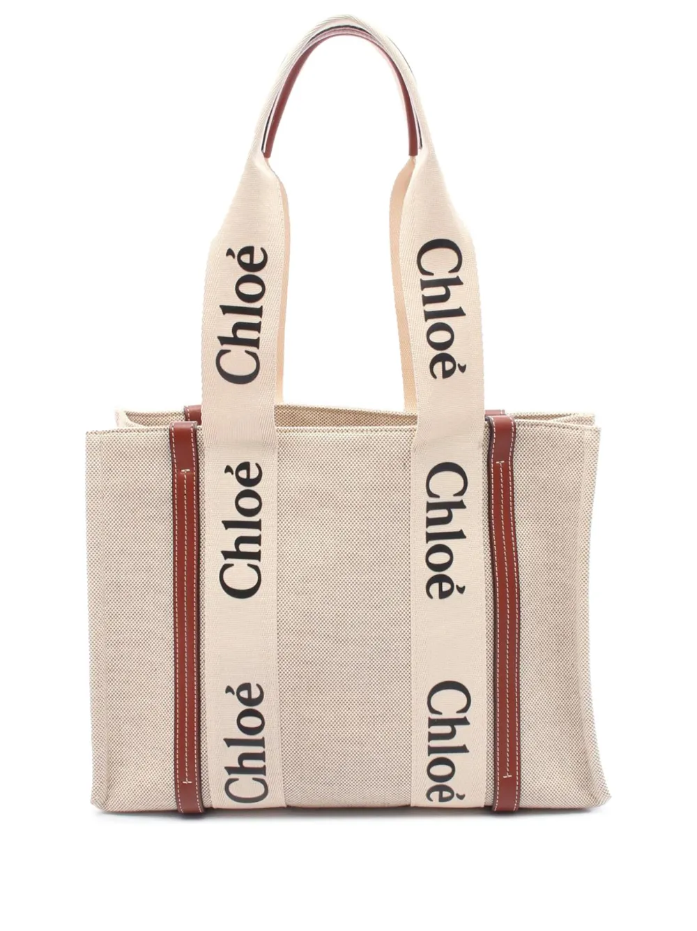 Chloé Pre-Owned 2021 Medium Canvas Woody tote bag - ブラウン Chloé Pre-Owned 2021 Medium Canvas Woody tote bag - ブラウン