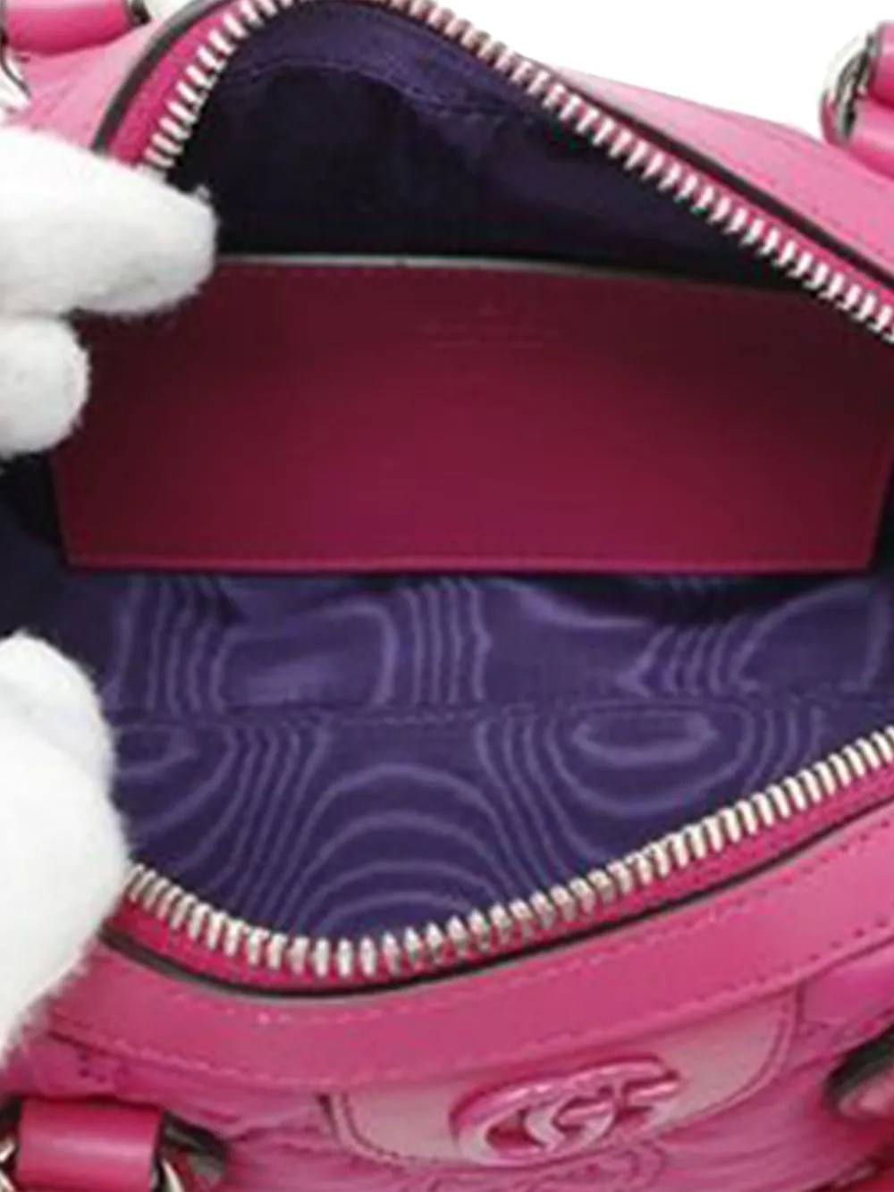 Pre-owned Gucci 2016-2025 Mini Gg Matelasse Nylon Marmont Satchel In Pink