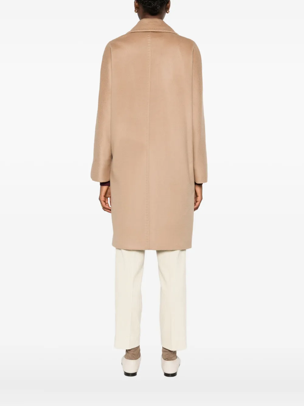 Max Mara Wollen jas met dubbele rij knopen Bruin