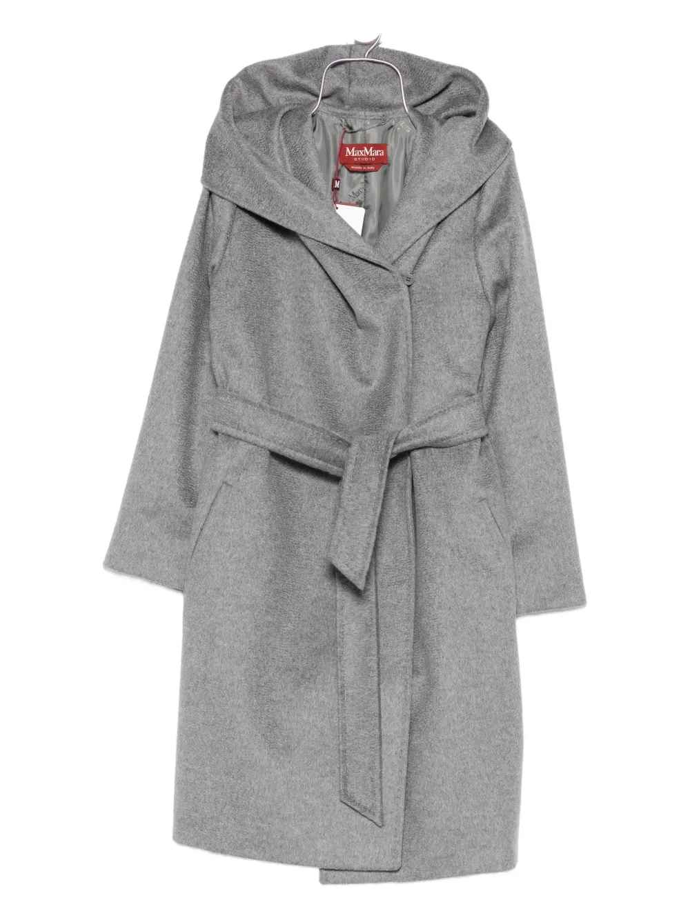 Max Mara hooded belted coat Grijs