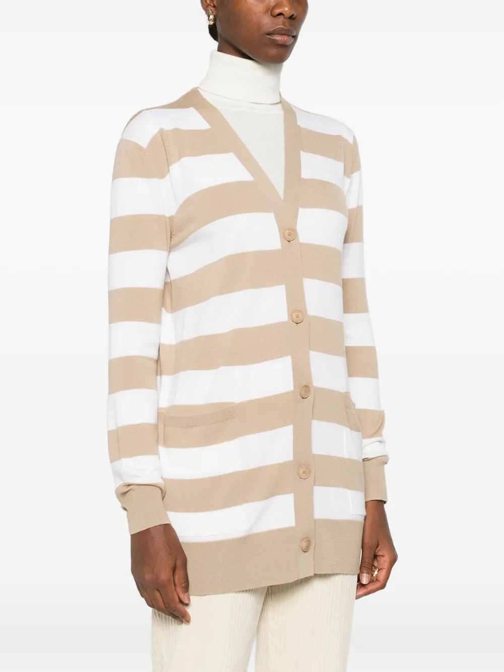 Max Mara Gestreept vest met knoopsluiting Beige