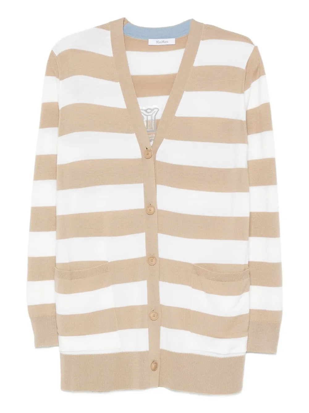 Max Mara Gestreept vest met knoopsluiting Beige