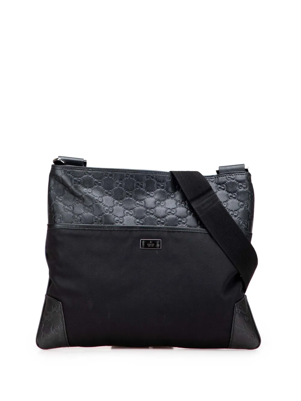 Gucci Pre-Owned 2016-2025 Guccissima and Nylon crossbody bag - ブラック Gucci Pre-Owned 2016-2025 Guccissima and Nylon crossbody bag - ブラック