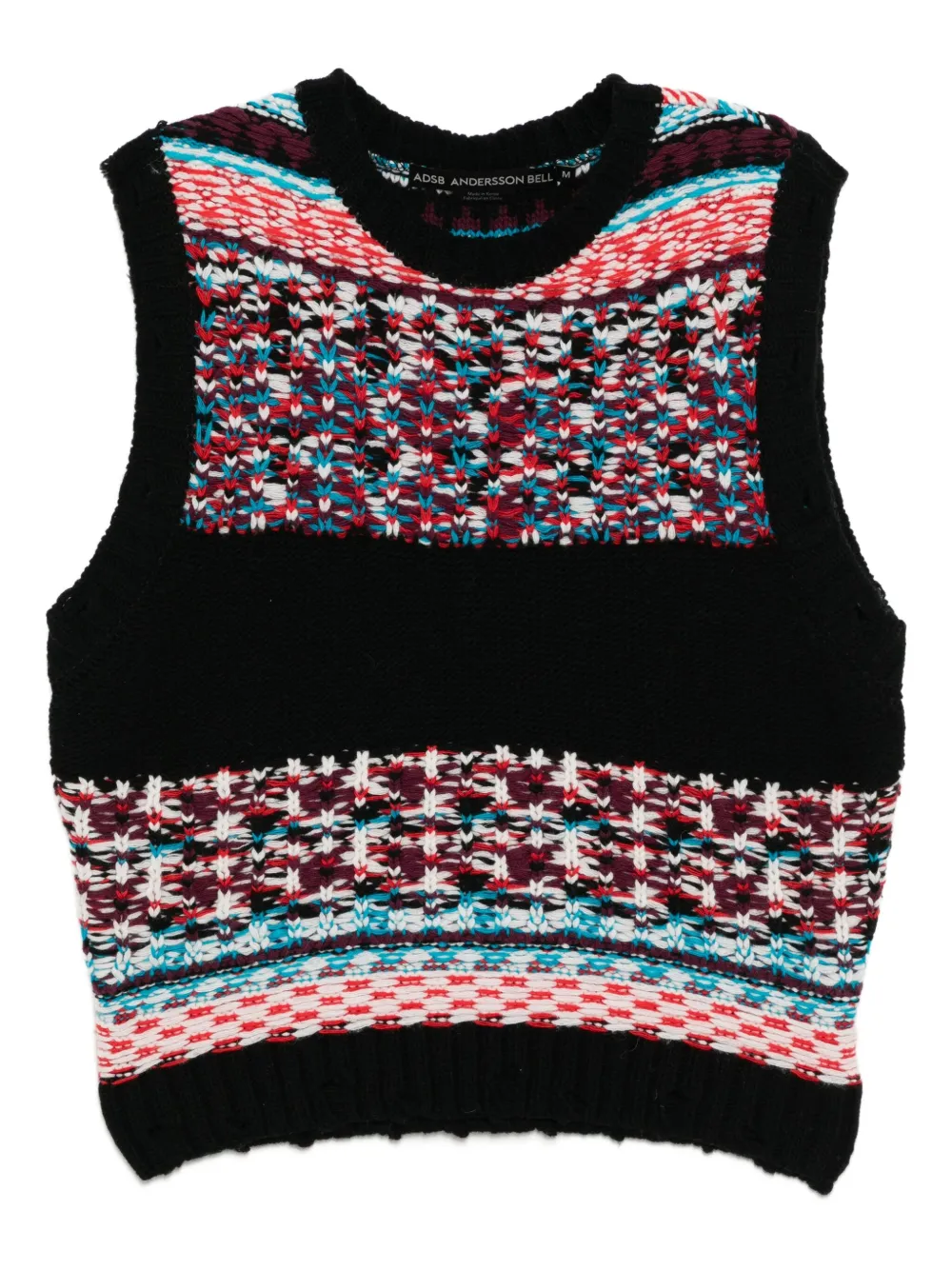 Andersson Bell nordic crewneck knitted vest top | Black | Image 1