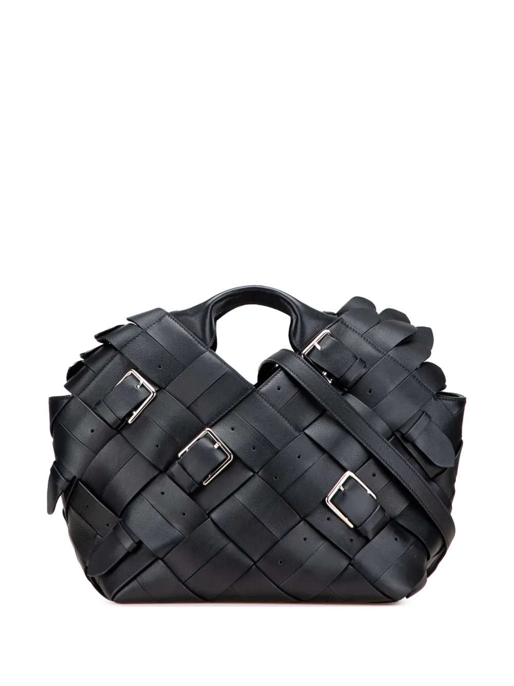 2018 Small Woven Calfskin Buckle Surplus Basket Bag satchel