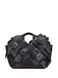 Loewe Pre-Owned 2018 Small Woven Calfskin Buckle Surplus Basket Bag satchel - Black